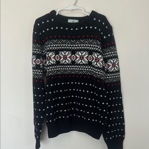 Class/Club fair isle  Black and White Patterned snowflake Sweater 10/12